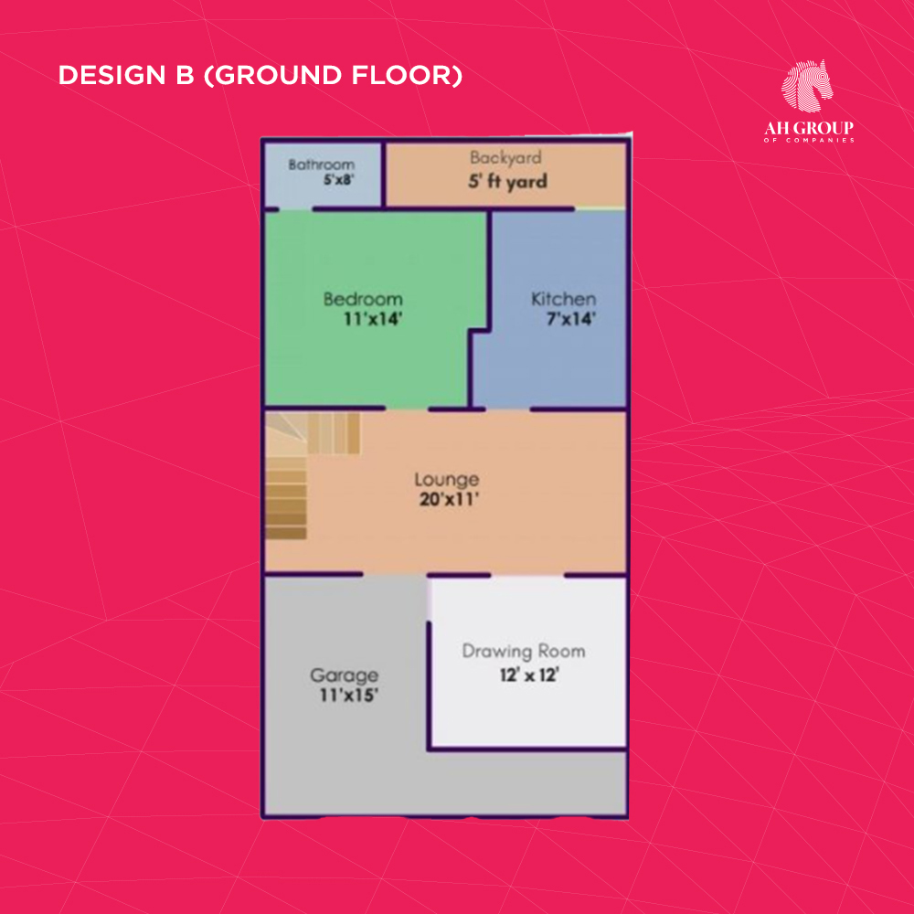 Design B ground floor - 5 marla house design ideas in pakistan - ahgroup-pk