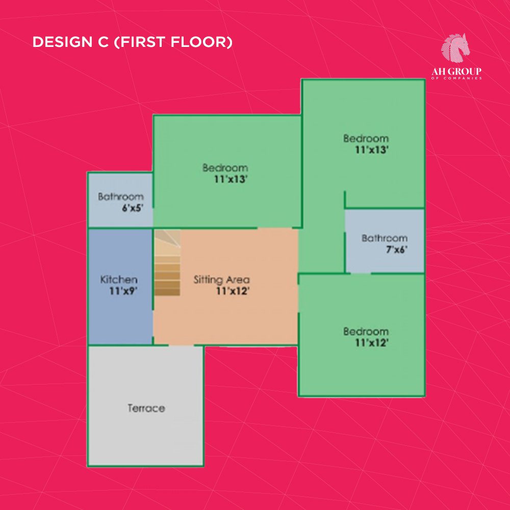 Design C first floor - 5 marla house design ideas in pakistan - ahgroup-pk