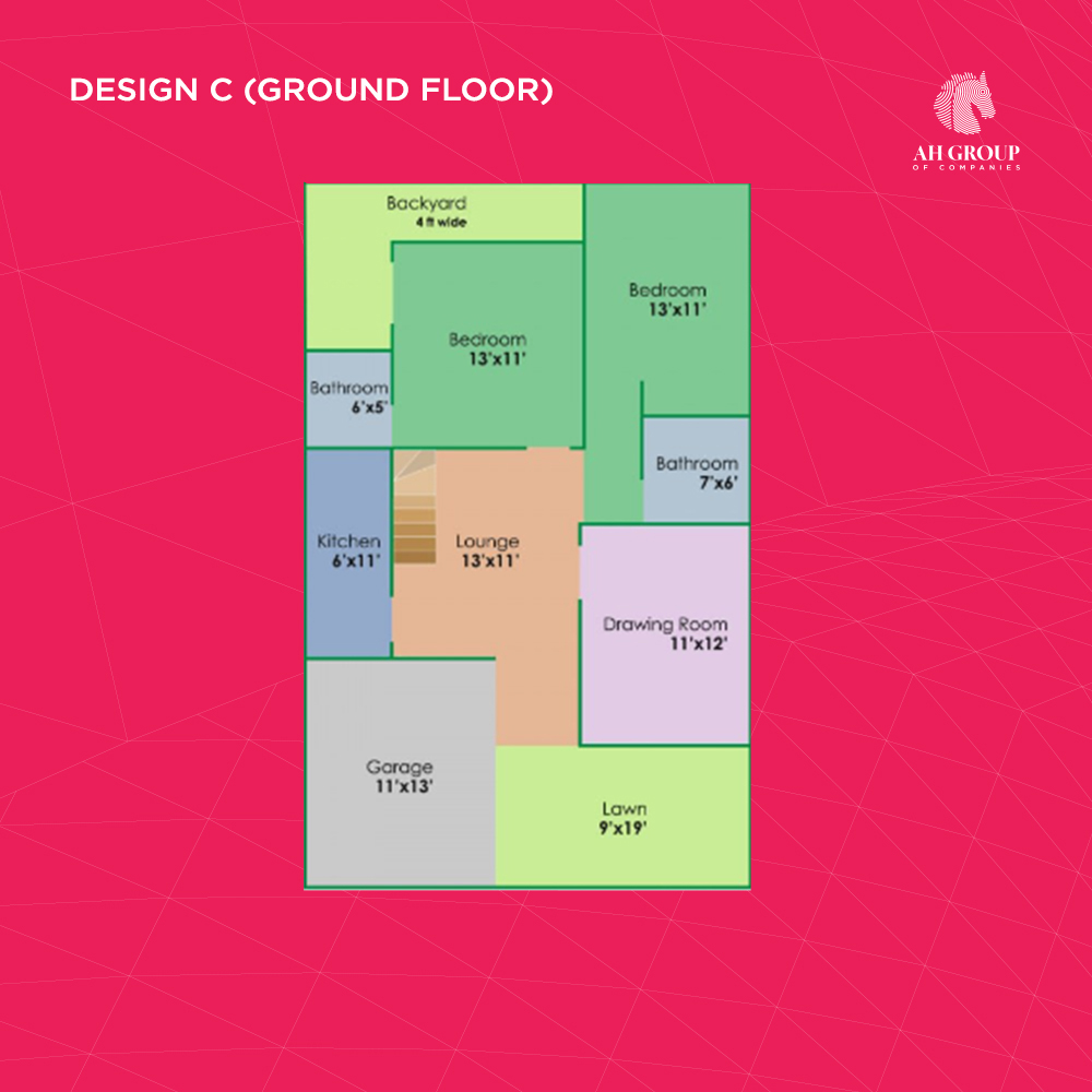 Design C ground floor - 5 marla house design ideas in pakistan - ahgroup-pk