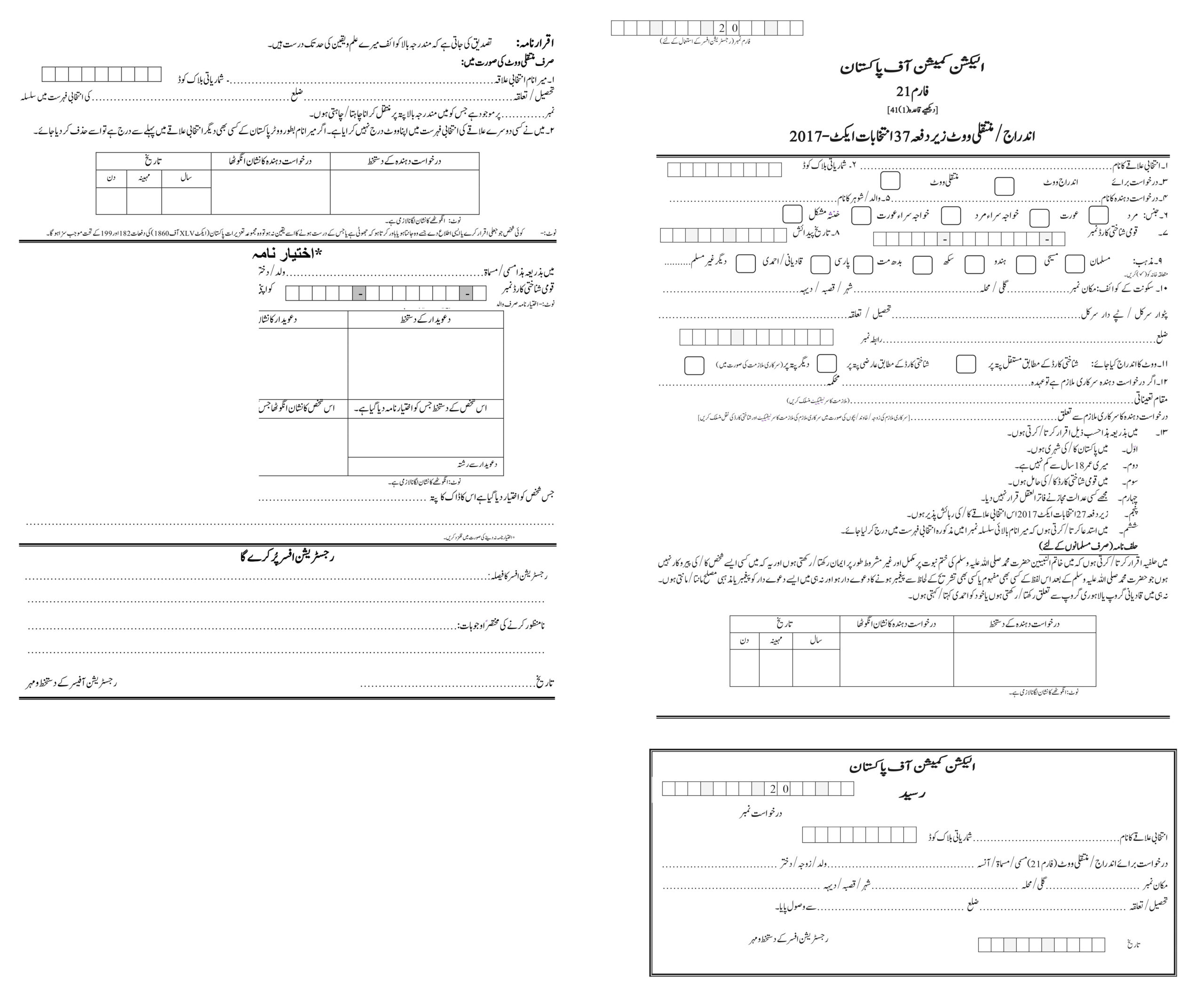 voter registration form - ECP - ahgroup-pk